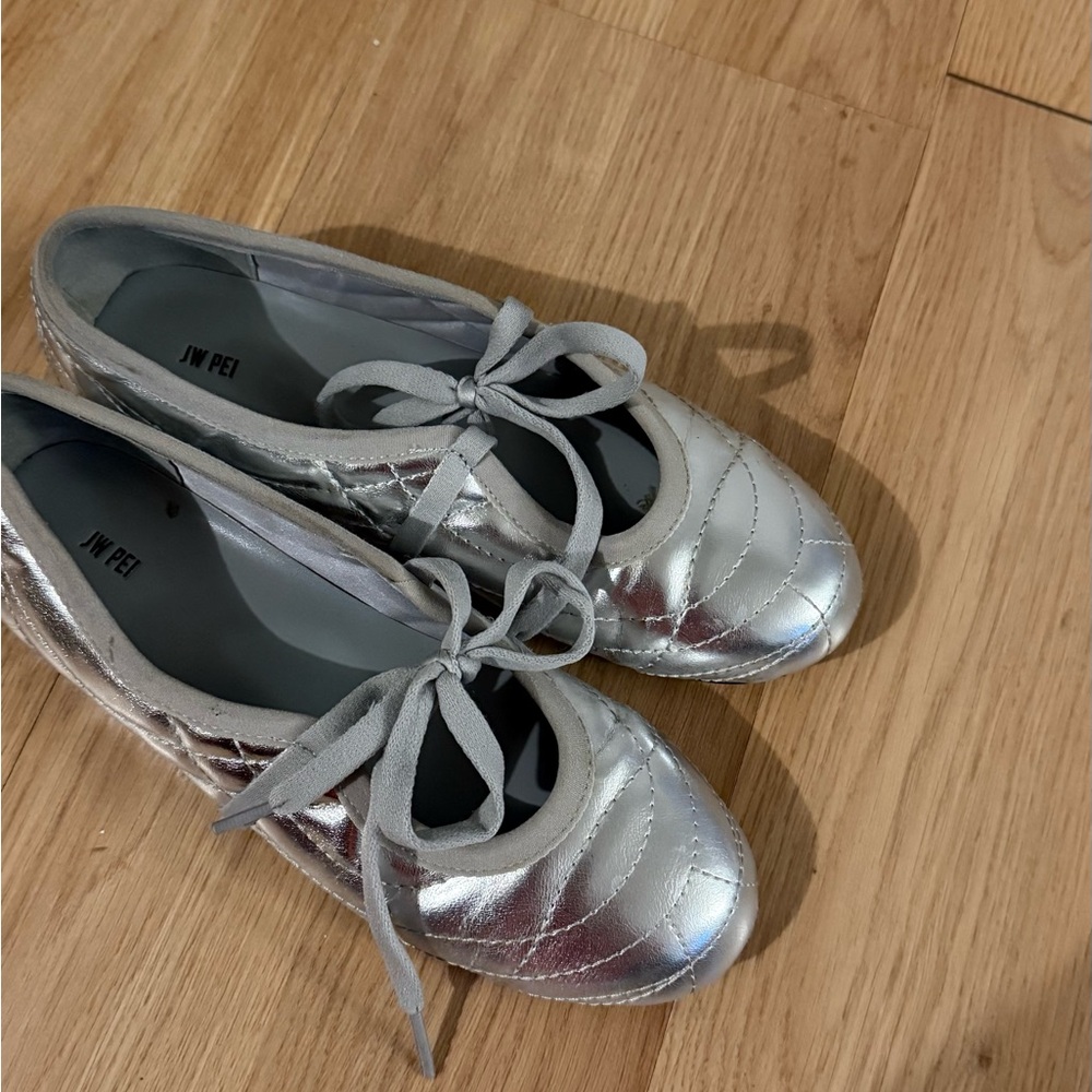 JW PEI Metallic Silver Flats